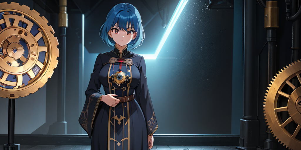 00246-3311980476-(Close-up_1.2), 1girl, solo, standing inside a fantasy clock tower, blue hair, white eyes, magician robes outfit, intricate back.png